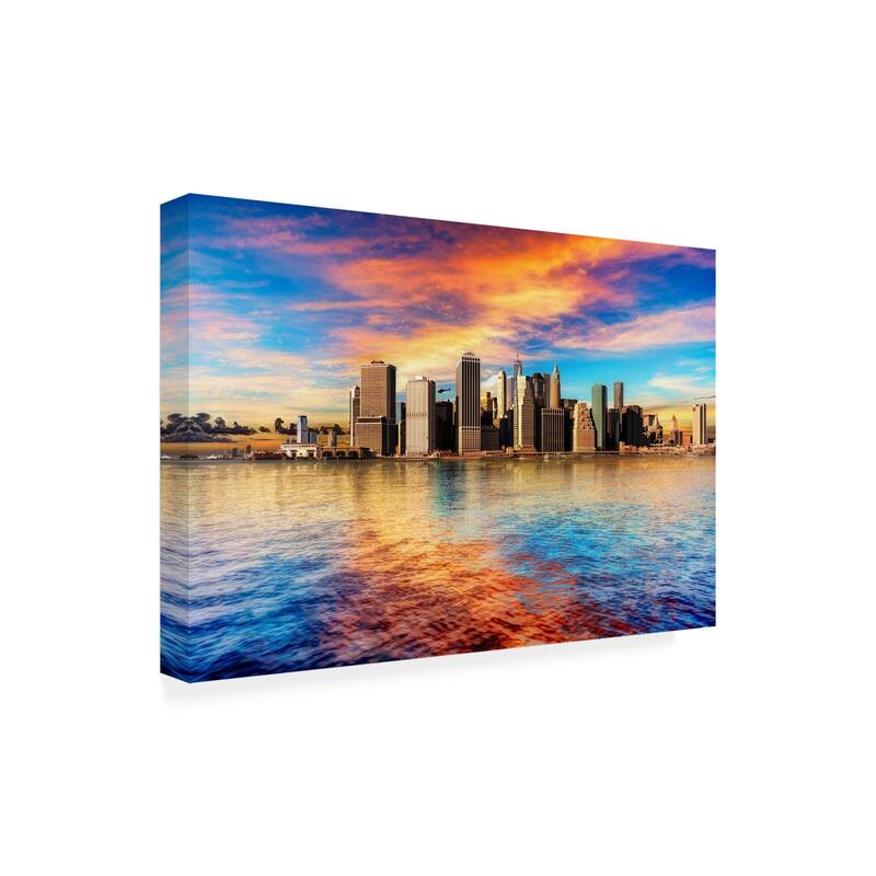 David Ayash 'Lower Manhattan Sunset' Canvas Art - Bed Bath & Beyond ...