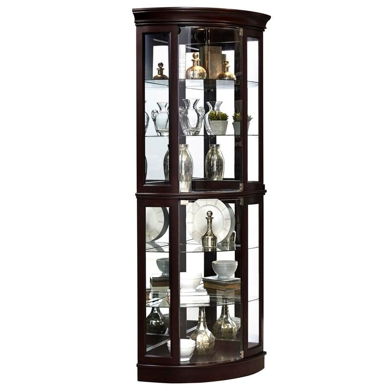 Shop Dark Brown Finish Curved Five Shelf Corner Curio Cabinet