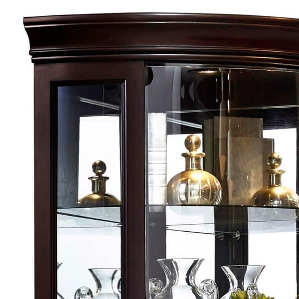 Shop Dark Brown Finish Curved Five Shelf Corner Curio Cabinet