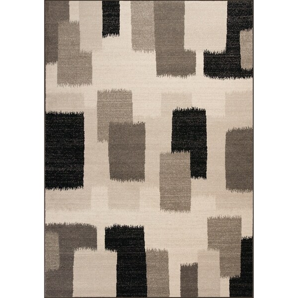 Domani Madison Black & White Brushstrokes Area Rug