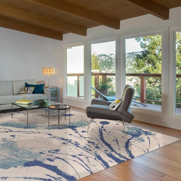 Domani Madison Ivory Floral Watercolor Area Rug