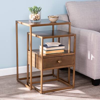 Silver Orchid Hinding Metal 2-piece Nesting Accent Table Set