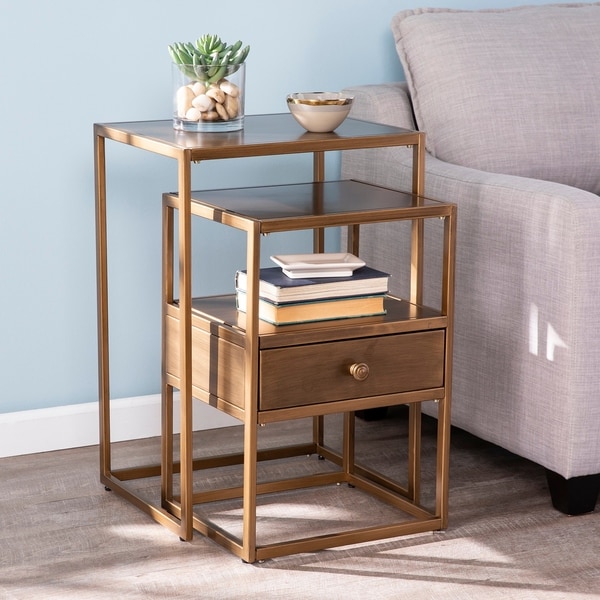 Silver Orchid Hinding Metal 2-piece Nesting Accent Table Set