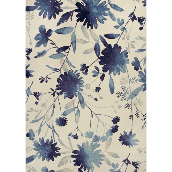 Domani Madison Blue Floral Watercolors Area Rug
