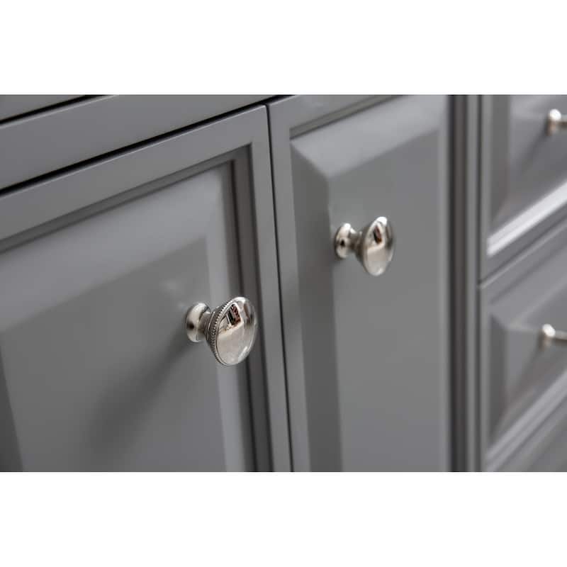 60" Palace Collection Quartz Carrara Cashmere Grey Bathroom Vanity Set With Hardware And F2-0012 Faucets, Mirror