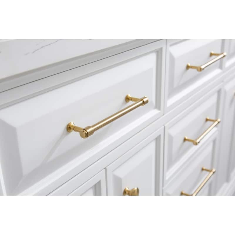60" Palace Collection Quartz Carrara Cashmere Grey Bathroom Vanity Set With Hardware And F2-0012 Faucets, Mirror