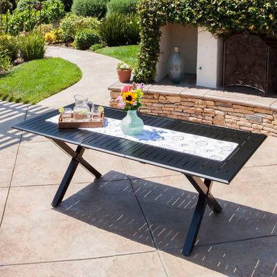 Exuma Outdoor Black Cast Aluminum Rectangular Dining Table by Christopher Knight Home