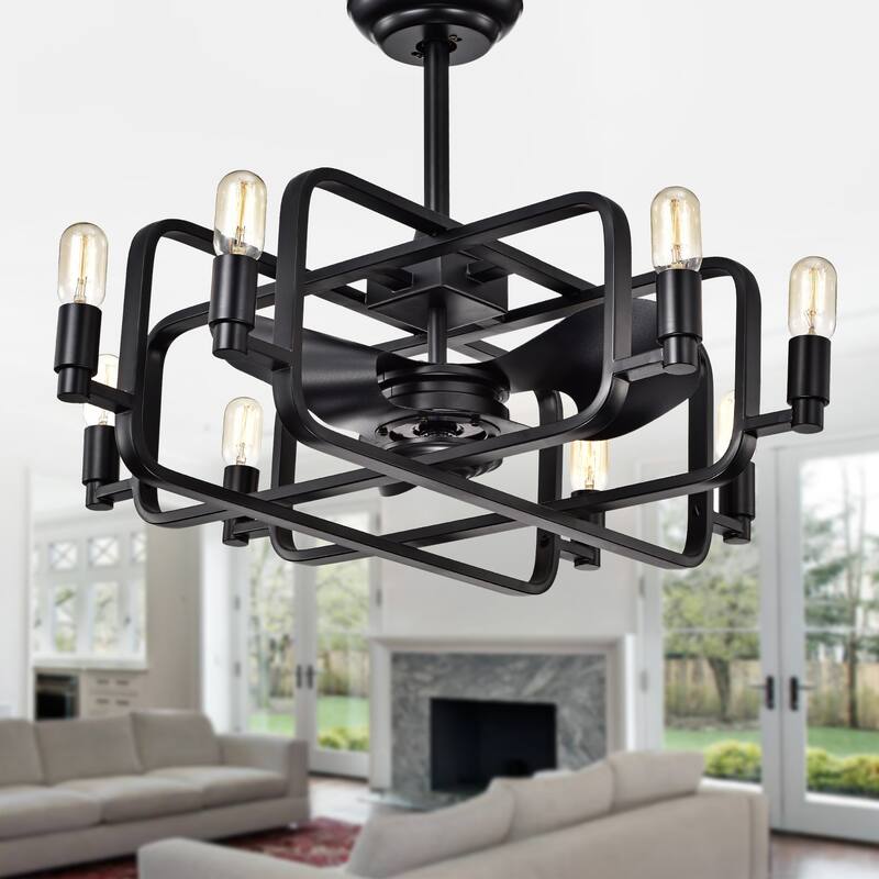 Usard Black 32-inch 8-light Lighted Ceiling Fan (includes Remote and Light Kit)