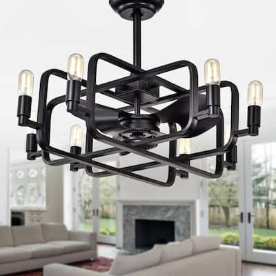 Usard Black 32-inch 8-light Lighted Ceiling Fan (includes Remote and Light Kit)
