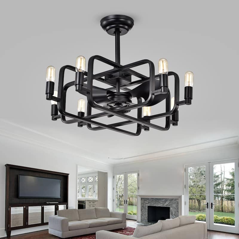 Usard Black 32-inch 8-light Lighted Ceiling Fan (includes Remote and Light Kit)