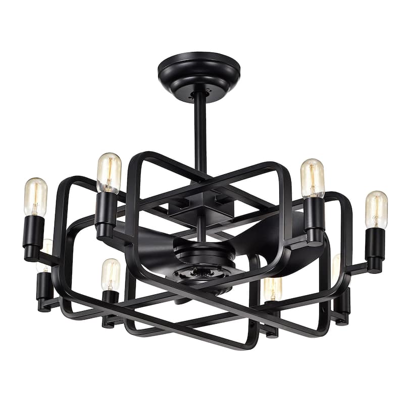 Usard Black 32-inch 8-light Lighted Ceiling Fan (includes Remote and Light Kit)