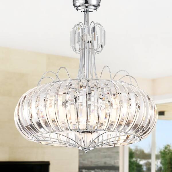 Shop Bellamy Chrome 28 Inch 6 Light Lighted Ceiling Fan Fandelier