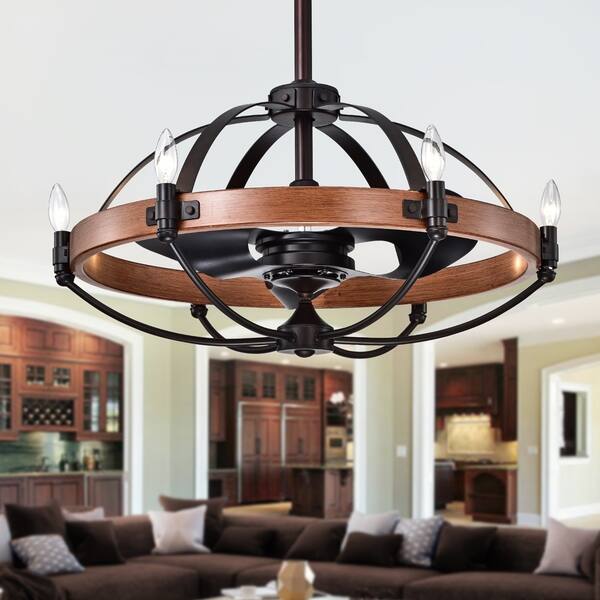 Shop Gredis Black 30 Inch 6 Light Lighted Ceiling Fan Fandelier