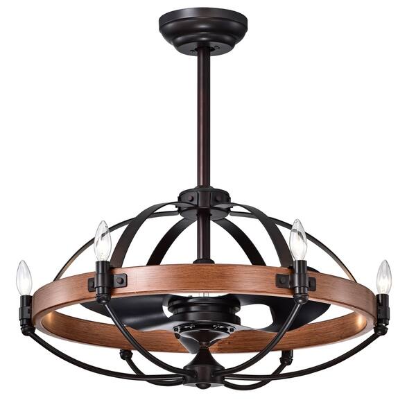 Shop Gredis Black 30 Inch 6 Light Lighted Ceiling Fan Fandelier