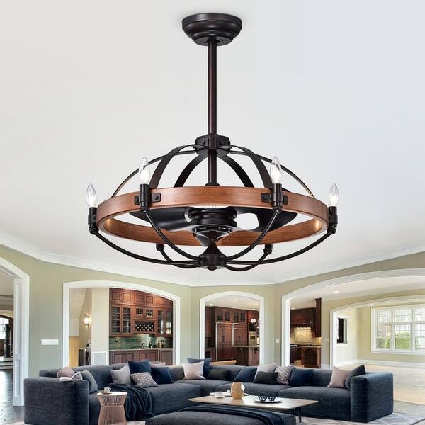 Shop Gredis Black 30 Inch 6 Light Lighted Ceiling Fan Fandelier