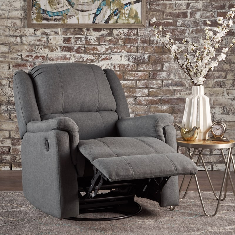 Jennette Fabric Swivel Gliding Recliner by Christopher Knight Home - Charcoal