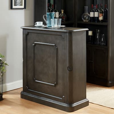 Groenlo Transitional Grey Solid Wood Multi-Storage Standing Bar with Molded Details by Copper Grove