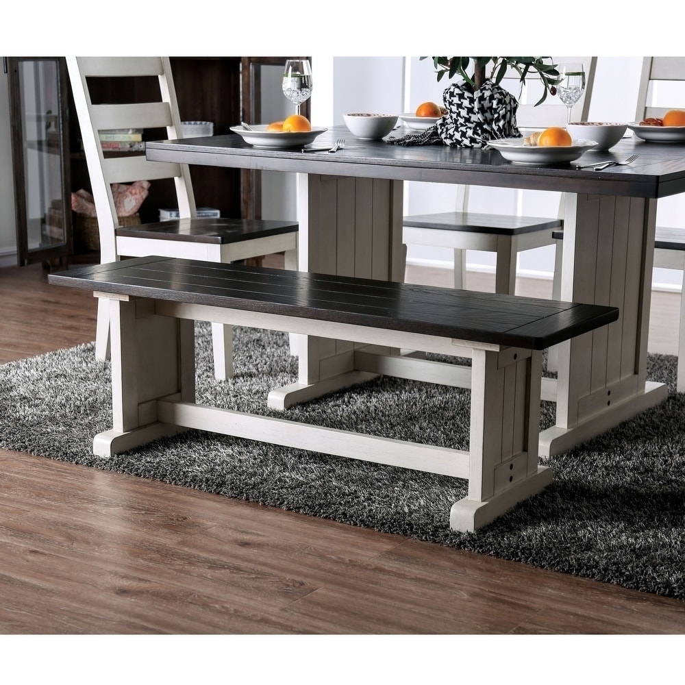 The Gray Barn Selenis Rustic Espresso Trestle Dining Bench Bed
