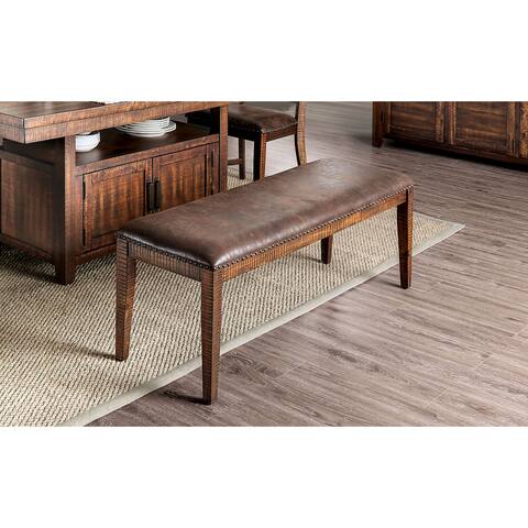 Furniture of America Pame Rustic Brown Padded 52-inch Dining Bench ...
