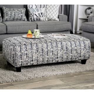 Fame Transitional Grey Fabric Padded Cocktail Ottoman by Furniture of America