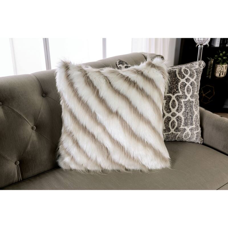Cram Traditional Brown Chenille Tufted Loveseat by Furniture of America
