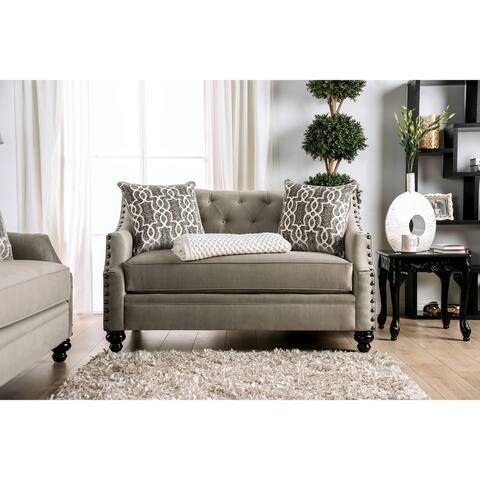 Furniture of America Cram Traditional Brown Chenille Tufted Loveseat