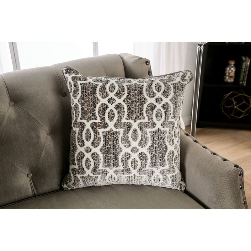 Cram Traditional Brown Chenille Tufted Loveseat by Furniture of America