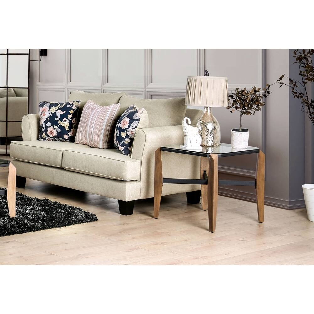 Furniture of America Bangle Bend Transitional Fabric T-Cushion Loveseat
