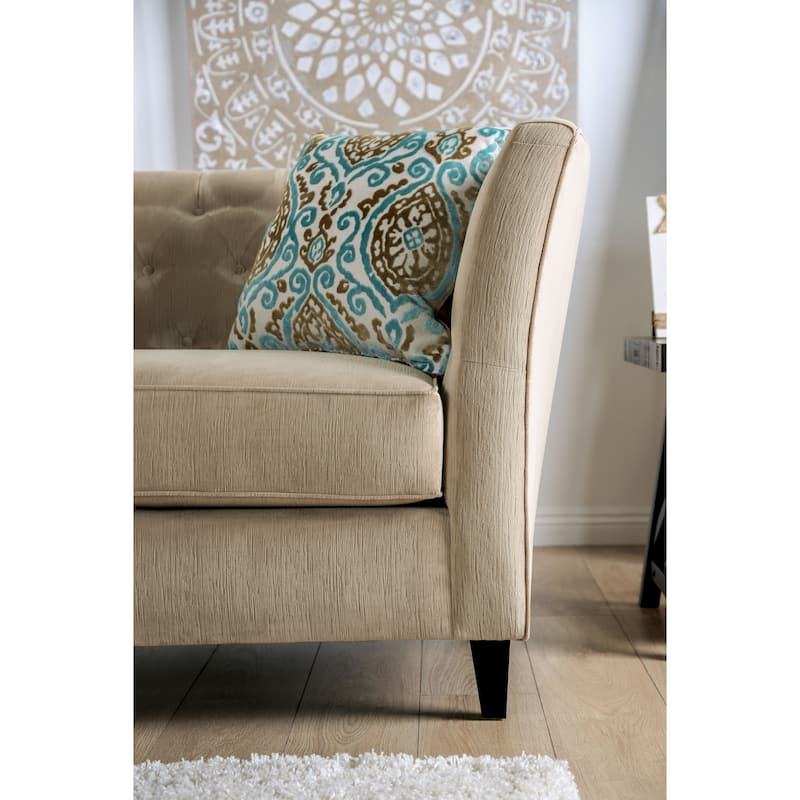 Chiatura Transitional Honey Chenille Tufted Loveseat by Copper Grove