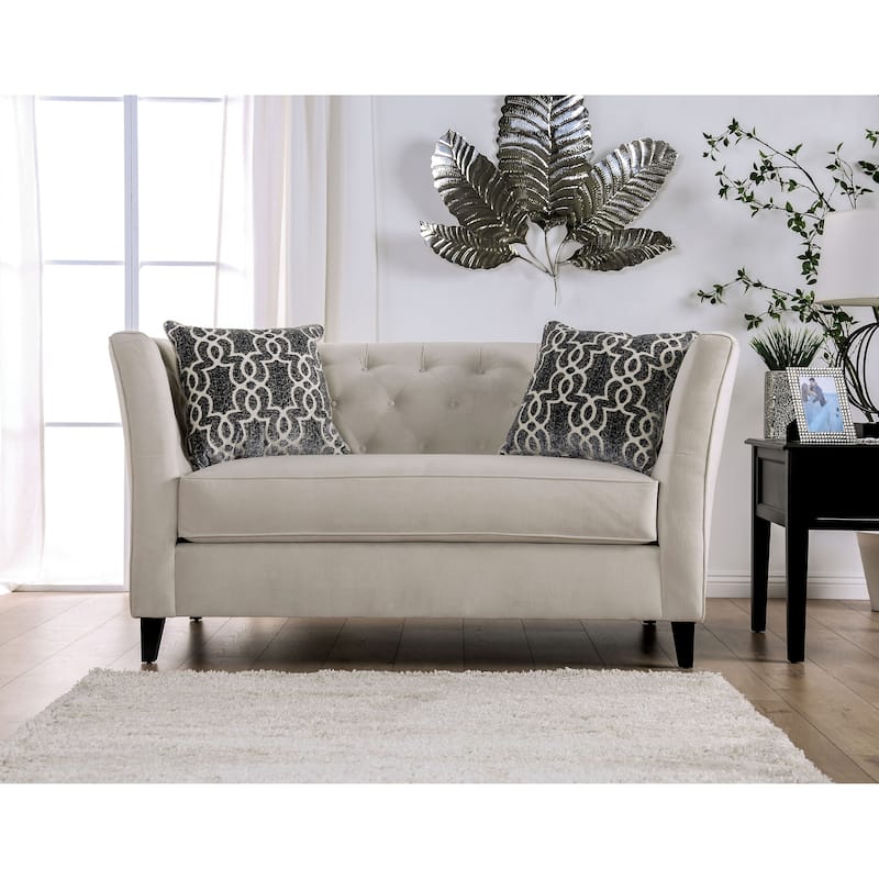 Chiatura Transitional Honey Chenille Tufted Loveseat by Copper Grove - Ivory