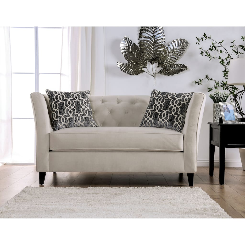 Chiatura Transitional Honey Chenille Tufted Loveseat by Copper Grove