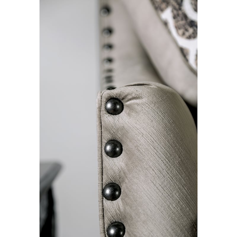 Cram Traditional Brown Chenille Tufted Nailhead Sofa by Furniture of America