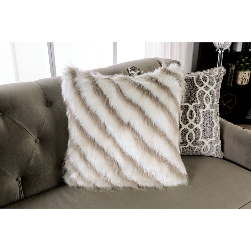 Cram Traditional Brown Chenille Tufted Nailhead Sofa by Furniture of America