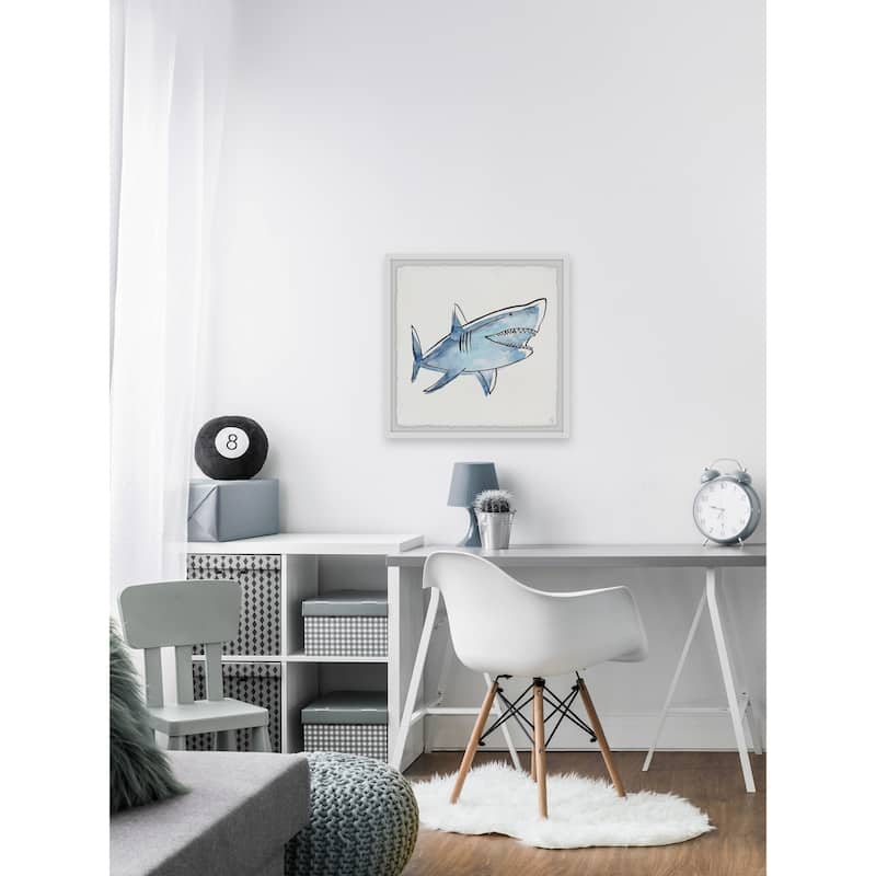 Big Blue Shark' Framed Painting Print - Multi-Color