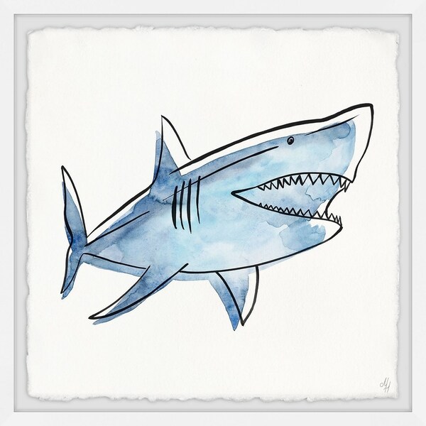 Marmont Hill - Handmade Big Blue Shark Framed Print