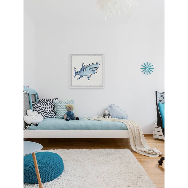 Big Blue Shark' Framed Painting Print - Multi-Color