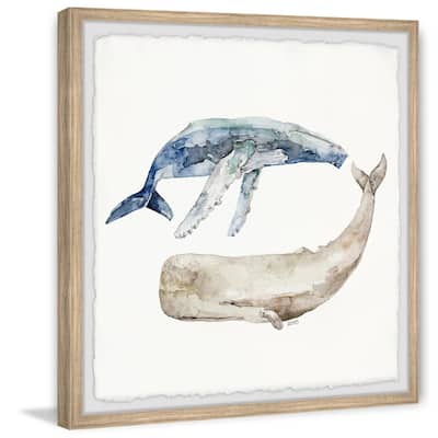 Whale Duo' Framed Painting Print - Multi-Color