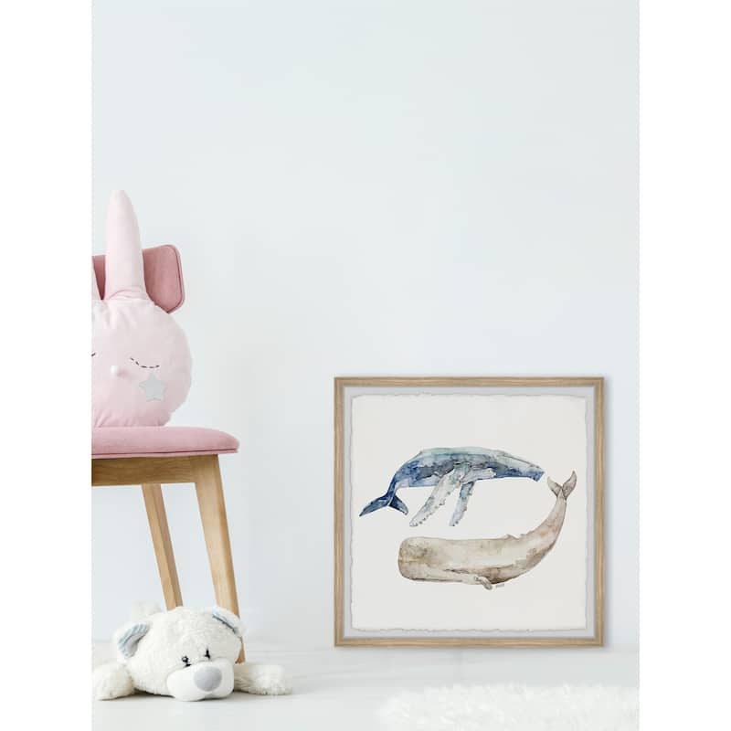 Whale Duo' Framed Painting Print - Multi-Color