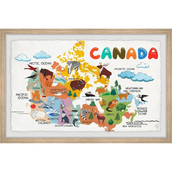 Marmont Hill - Handmade Rainbow Canadian Map Framed Print