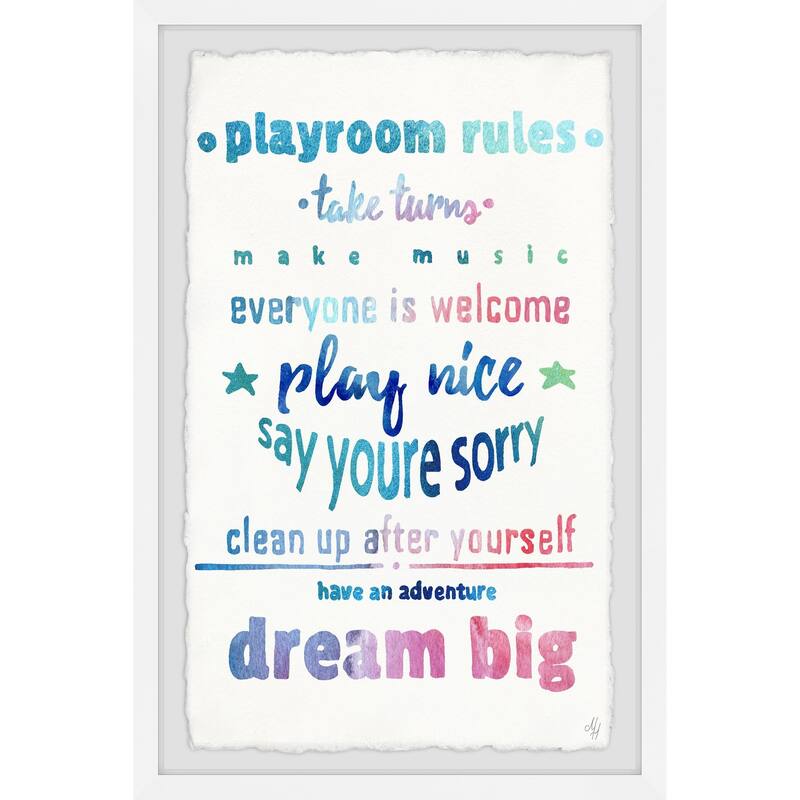 Dreamy Playroom Rules' Framed Painting Print - Multi-Color