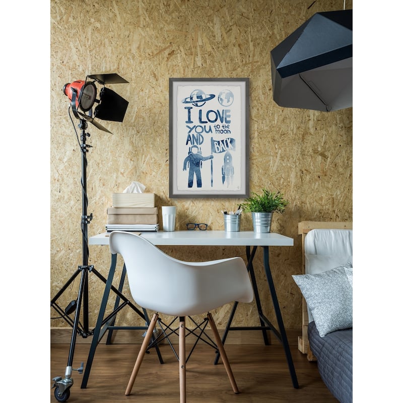 'Astronaut's Love' Framed Painting Print - Multi-Color