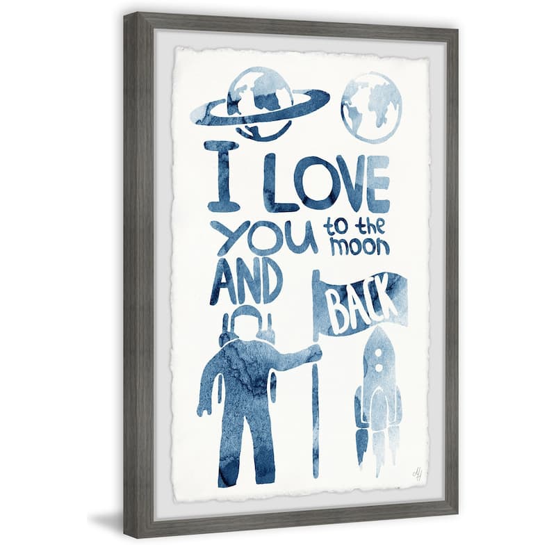 'Astronaut's Love' Framed Painting Print - Multi-Color