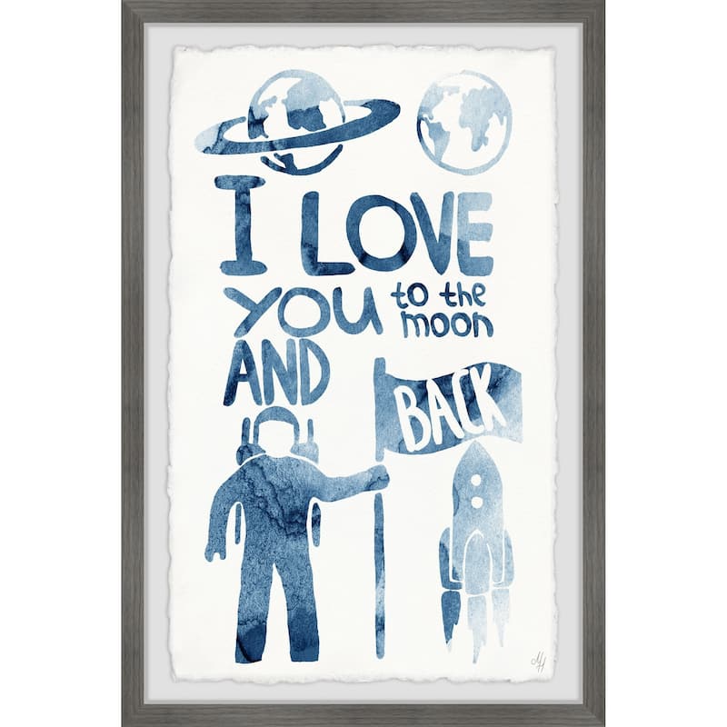 'Astronaut's Love' Framed Painting Print - Multi-Color