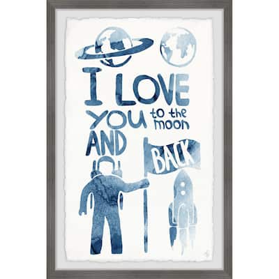 'Astronaut's Love' Framed Painting Print - Multi-Color