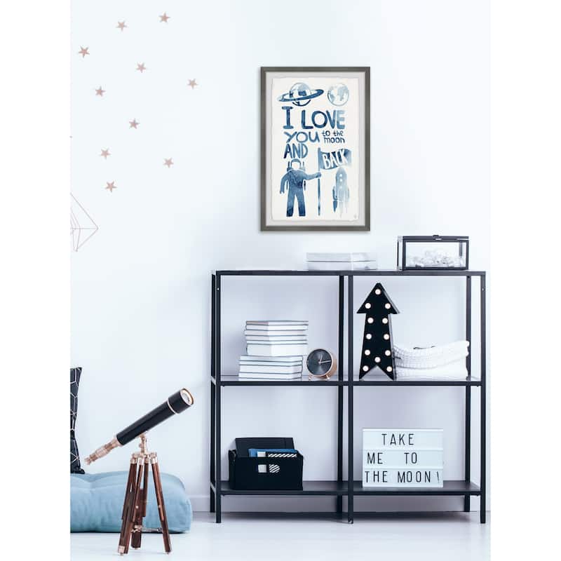 'Astronaut's Love' Framed Painting Print - Multi-Color