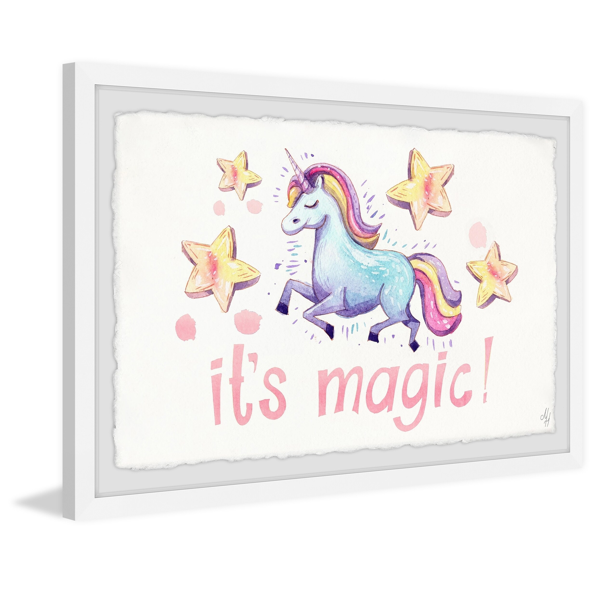 Shop Marmont Hill Handmade Cute Unicorns Magic Framed Print