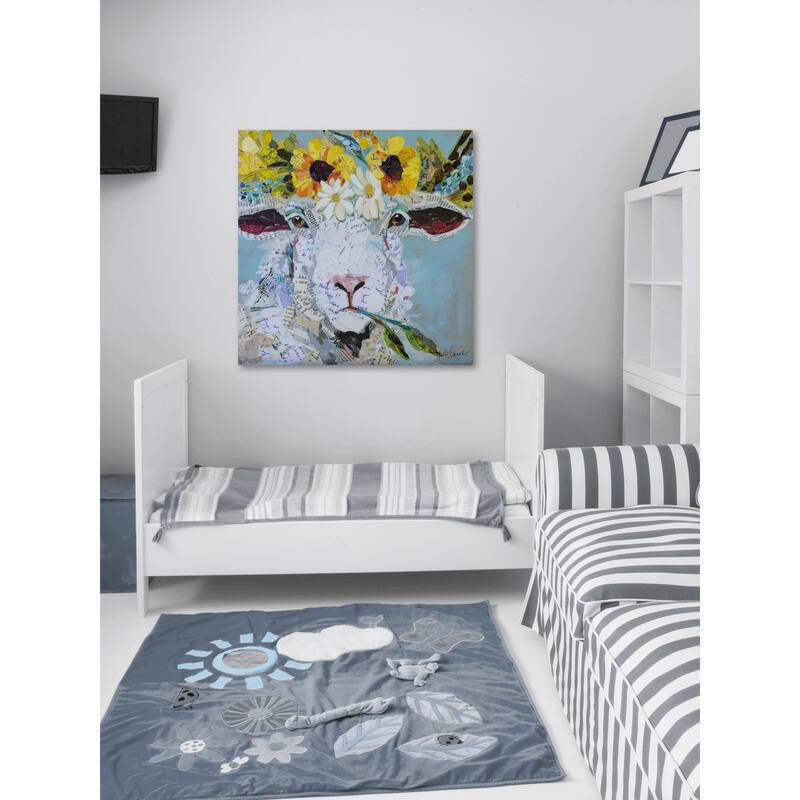 'Floral Sheep II' Painting Print on Wrapped Canvas - Multi-Color