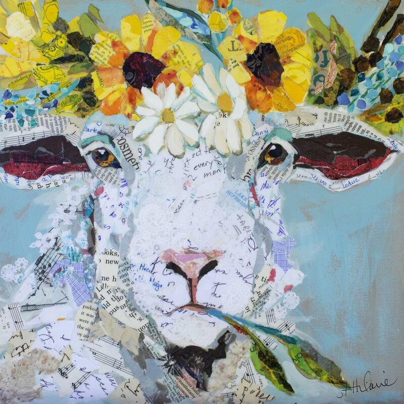 'Floral Sheep II' Painting Print on Wrapped Canvas - Multi-Color