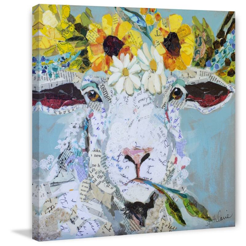 'Floral Sheep II' Painting Print on Wrapped Canvas - Multi-Color