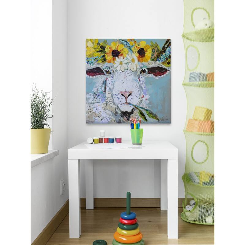 'Floral Sheep II' Painting Print on Wrapped Canvas - Multi-Color